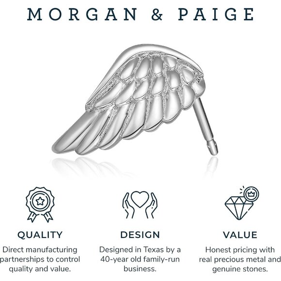 🆕 Women Silver Angel Wing Stud Earrings Sterling Imported Gemstone Jewelry Gift - Picture 5 of 6